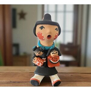 Native American Pottery Jemez Tim Tosa Storyteller 3 Children Hand‎ Painted Clay